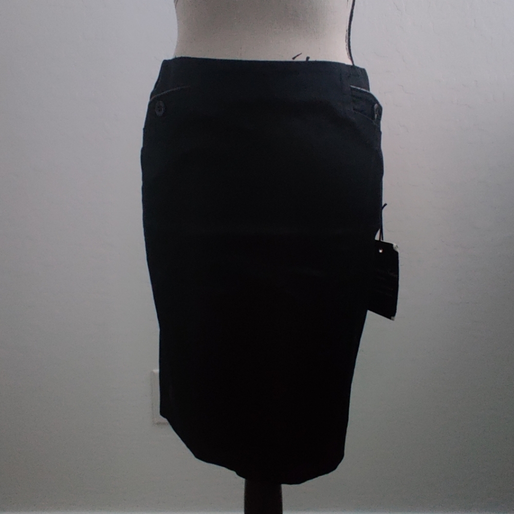 🆕 Bebe Black Glamour cotton-viscose blend Satin pencil work Skirt w/ pockets_4